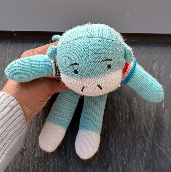 Dan Dee collectors choice Sock Monkey blue heart stripe sweater 9” Tall plush - Picture 5 of 11